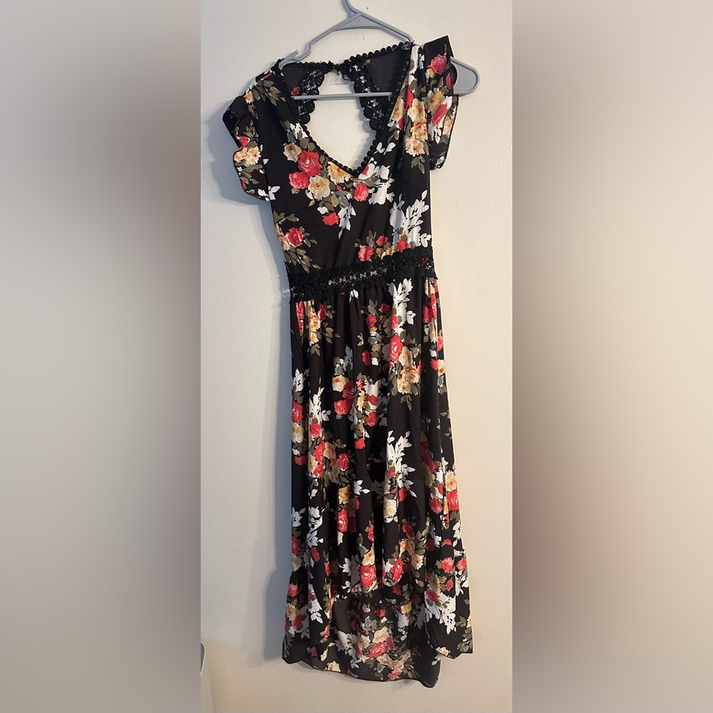 High low backless floral dress size medium